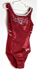 Gk Elite Axs Gymnastics Dance Leotard Adult Xs Red Silver Foil Nylon Holo Sequin