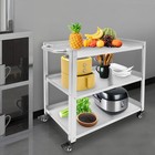 3-shelf Utility Cart Stainless Steel Kitchen Cart Serving Storage Rolling Cart