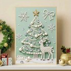 Christmas Tree And Deer Pearl Diamond Art Painting Kit 12x16in Shining Diamond