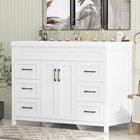 White Bathroom Vanity Double Sink Freestanding Cabinet With Storage Drawers