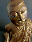19th Century Mandalay Burmese Carved Wooden Monk   Sariputta    12 