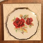 Stratton Of England Vintage Enamel Rose Mirrored Powder Compact With New Powder