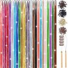 24 Colors 48 Inch Glitter Hair Tinsel Extensions Hair Kit Set