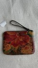 Women   s Multicolor Floral Zip Wristlet Pouch  Brown Strap  Lined W  Pockets