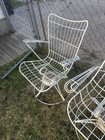 Vintage Mid-century Modern Homecrest White Wire Swivel Rocker Lounge Chairs 2 