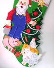 Finished Felt Stocking  Country Christmas Farmer Santa Overalls Like Bucilla 18 