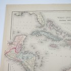 West Indies   Central America Original Antique 1876 Hand Colored Map Atlas Page