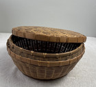 Vintage Asian Hand Woven Lidded China Chinese Sewing Storage Basket  11 