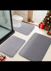 3pc Bathroom Rug Memory Foam Bath Mat Set - Small Large And Contour Bath Rugs