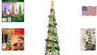 Happy New  2025 Christmas Tree     6 Ft Slim Design With 100 Multicolor Lights