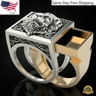 Fashion Lion Two Tone 925 Silver Filled Ring Men Party Ring Gift Sz 7-13