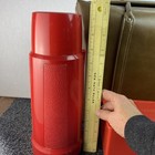 Vintage Aladdin Vanguard Red Picnic Set Qt Thermos Lunch Box Brown W  Carry Bag