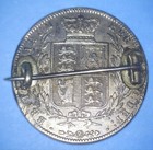 Beautifully Engraved 1881 British Victorian Era Silver Half Crown -  14638599     