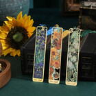 1pc Retro Floral Painting Metal Bookmark Tassel Hollow Bronzing Book Mark - New