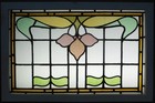Large Edwardian Old English Leaded Stained Glass Transom Window 31 25  X 20 75 