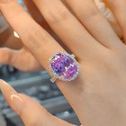 3pc Ice Flower Cut Purple Amethyst Gemstone Luxury Women Silver Necklace Earring