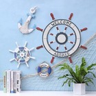 Adeco 24  Wooden Boat Anchor With Crossbar  Ship Steering Wheel Wall D  cor 