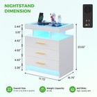 Night Stand With Charging Station   3 Drawers  End Table With 3-color Led Lights