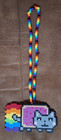 Kandi Perler Beads Nyan Cat 17  Rainbow Necklace Rave Scene Japanese Meme -new