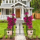 Metal Garden Arch With Gate Climbing Plants Support Rose Arch 79 5  w X 86 6  h 