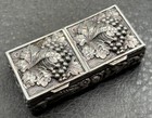 Vintage 800 Silver Repousse Grape Leaf Trinket Double Stamp Ring Pill Box
