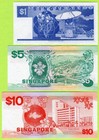 Singapore 1 5 10 Dollars Nd 1987 1988 1989  P18a P20 Unc   P19 Au