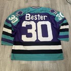 Vintage Orlando Solar Bears Alan Bester Hockey Jersey Team Autographed 90   s Med