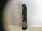 Vintage Hand Carved And Painted Parrot Statue 9 25   