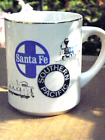 Santa Fe   Southern Pacific Rail Road Souvenir Ceramic Coffee Mug cup W goldtrim