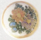 Japanese Satsuma Ceramic Button 5 8  Diameter Floral Bouquet Pink Gold