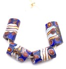4 Old Venetian Antique Purple Banded Multi Millefiori African Glass Trade Beads