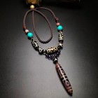 Rare Tibetan Agate 4 Eyes many Treasure Dzi Bead Amulet Necklace Pendant Z1622