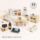 - Wooden Dolls House Full Starter Furniture   Accessories Play Set For Dolls Hou