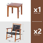 3pcs Patio Acacia Wood Rattan Bistro Set Outdoor Conversation Furniture Set