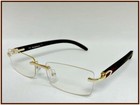 Mens Classy Sophisticated Elegant Clear Lens Eye Glasses Rimless Gold Wood Frame