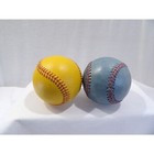 Vintage Spinneybeck Leather Baseball Pair  2 Baseballs  Yellow Blue