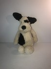 Jellycat Plush Bashful Puppy Dog Black Cream Spot 12  Stuffed Animal Toy Soft