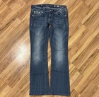 Miss Me Bootcut Blue Denim Jeans Embroidered Rhinestone Stretch Women s