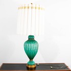 Mid Century Modern Lamp Table Light Caged Glass Murano Turquoise Marbro Venetian