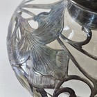 Antique Art Nouveau Silver Overlay Glass Decanter Sterling Floral Design 6 