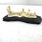 Pearlite Carved Dog Sled On Black Slate Canada 7   