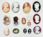 15 Vintage Assorted Resin Acrylic Cameos - Diy Jewelry Making   Repair Craft C80