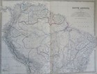 South America Unexplored Regions Brazil Peru C  1885 Huge Engraved Two Sheet Map