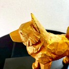 Japanese Zodiac Shiba Dog Gstatue Home Decor Ornament Ceramic Gold Painted Vtg