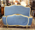 French Antique Upholstered Louis Xv Full Size Bed  New Upholstery With Rails