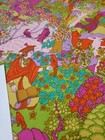 Rare Vintage Mid Century Retro 70s Bloomcraft Pnk Grn Psychedelic Nature Fabric 