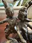 Vintage Bronze Shiva Parvati Dancing Statue On Lotus Base Hindu India Sculpture