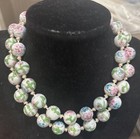 Vintage Chinese White Cloisonne Bead Necklace Nice Looking 28   