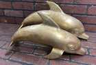 Vintage Brass Dolphin Pair Sculpture figurine Hollywood Regency Home Decor Rare