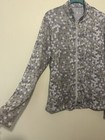 Sofibella Uv  Womens Tennis Golf Jacket Size Xl Gray Fluorescent Yellow Hexagon